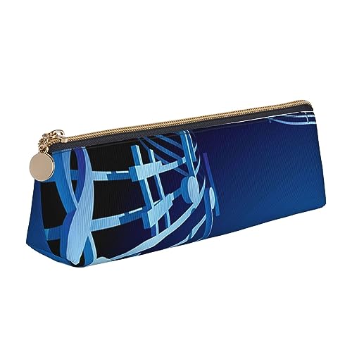 JRBWTDBW Federmäppchen aus Leder, schlankes Design, Stifteetui mit metallischem Reißverschluss, für Studenten, Büro, Uni, Mittelschule, Blau, weiß, Einheitsgröße, Schulranzen-Set von JRBWTDBW