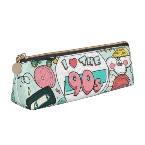 JRBWTDBW Federmäppchen aus Leder mit Aufschrift "I Love The 90s Illustration", schlankes Design, Stifttasche mit metallischem Reißverschluss, Größe für Studenten, Büro, Uni, Mittelschule, weiß, JRBWTDBW Federmäppchen aus Leder mit Aufschrift "I Love The 90s Illustration", schlankes Design, Stifttasche mit metallischem Reißverschluss, Größe für Studenten, Büro, Uni, Mittelschule, weiß, von JRBWTDBW