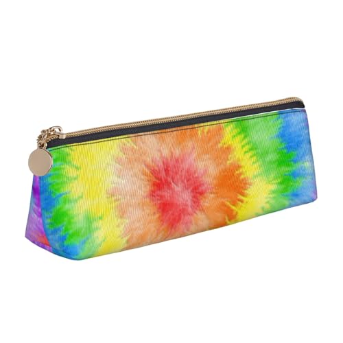 JRBWTDBW Federmäppchen aus Leder mit Batikmuster, schlankes Design, Stifttasche mit metallischem Reißverschluss, für Studenten, Büro, Uni, Mittelschule, weiß, Einheitsgröße, Schulranzen-Set von JRBWTDBW