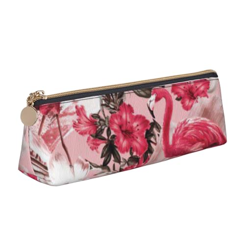 JRBWTDBW Federmäppchen aus Leder mit Flamingo-Blumendruck, schlankes Design, Stifttasche mit metallischem Reißverschluss, Größe für Studenten, Büro, Uni, Mittelschule, weiß, Einheitsgröße, von JRBWTDBW