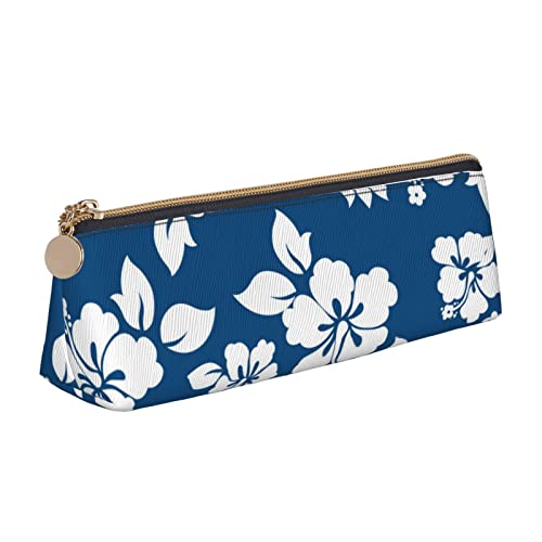 JRBWTDBW Federmäppchen aus Leder mit Hawaii-Blumenmuster, schlankes Design, Stifteetui mit metallischem Reißverschluss, Größe für Studenten, Büro, Uni, Mittelschule, weiß, Einheitsgröße, von JRBWTDBW