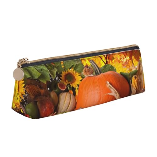JRBWTDBW Federmäppchen aus Leder mit Kürbismotiv, schlankes Design, Stifttasche mit metallischem Reißverschluss, Taschengröße für Studenten, Büro, Uni, Mittelschule, weiß, Einheitsgröße, von JRBWTDBW