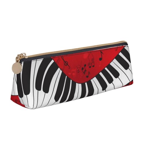 JRBWTDBW Federmäppchen aus Leder mit Musiknoten, schlankes Design, Stifttasche mit metallischem Reißverschluss, für Studenten, Büro, Universität, Mittelschule, weiß, Einheitsgröße, Schulranzen-Set von JRBWTDBW