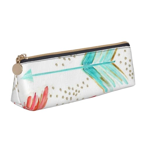 JRBWTDBW Federmäppchen aus Leder mit Pfeilen, schlankes Design, Stifteetui mit metallischem Reißverschluss, Größe für Studenten, Büro, Uni, Mittelschule, Stifteetui, weiß, Einheitsgröße, von JRBWTDBW