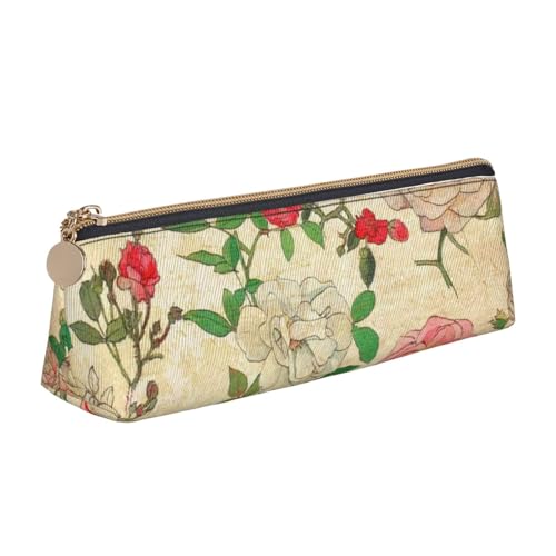 JRBWTDBW Federmäppchen aus Leder mit Pfingstrosen, schlankes Design, Stifttasche mit metallischem Reißverschluss, für Studenten, Büro, Universität, Mittelschule, Stifteetui, weiß, Einheitsgröße, von JRBWTDBW