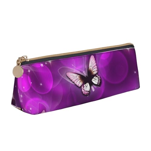 JRBWTDBW Federmäppchen aus Leder mit Schmetterlings-Motiv, schlankes Design, Stifttasche mit metallischem Reißverschluss, für Studenten, Büro, Uni, Mittelschule, Stifteetui, weiß, Einheitsgröße, von JRBWTDBW