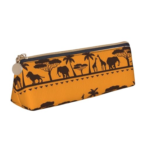 JRBWTDBW Federmäppchen aus Leder mit afrikanischen Tieren, schlankes Design, Stifttasche mit metallischem Reißverschluss, Größe für Studenten, Büro, Universität, Mittelschule, weiß, Einheitsgröße, von JRBWTDBW