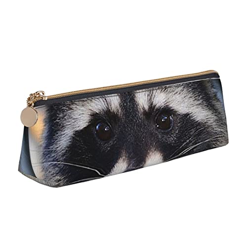 JRBWTDBW Federmäppchen aus Leder mit kleinem Waschbärgesicht, schlankes Design, Stifttasche mit metallischem Reißverschluss, Größe für Studenten, Büro, Uni, Mittelschule, weiß, Einheitsgröße, von JRBWTDBW