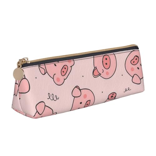 JRBWTDBW Federmäppchen aus Leder mit niedlichem Schweinchen-Motiv, schlankes Design, Stifttasche mit metallischem Reißverschluss, für Studenten, Büro, Uni, Mittelschule, Stifteetui, weiß, von JRBWTDBW
