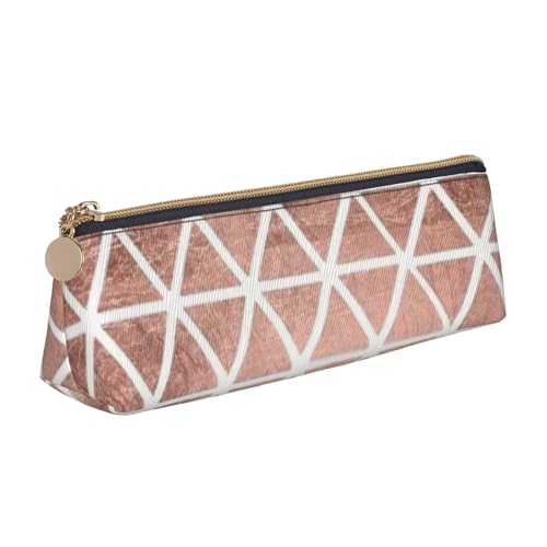 JRBWTDBW Federmäppchen aus Leder mit rotgoldenem Muster, schlankes Design, Stifttasche mit metallischem Reißverschluss, Taschengröße für Studenten, Büro, Universität, Mittelschule, weiß, von JRBWTDBW