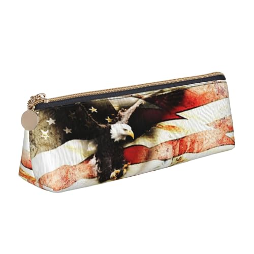 JRBWTDBW Federmäppchen mit amerikanischer Flagge, Leder, schlankes Design, Stifttasche mit metallischem Reißverschluss, Größe für Studenten, Büro, Universität, Mittelschule, weiß, Einheitsgröße, von JRBWTDBW