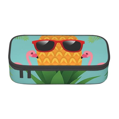 JRBWTDBW Federmäppchen mit großem Fassungsvermögen, Ananas, Flamingo, großes Fassungsvermögen, Federmäppchen für Studenten, Schreibwaren-Tasche, Schreibtisch-Organizer mit glattem Reißverschluss, von JRBWTDBW