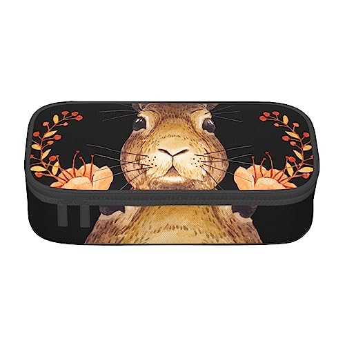 JRBWTDBW Federmäppchen mit großem Fassungsvermögen, Hasen-Rosette, großes Fassungsvermögen, Federmäppchen für Studenten, Schreibwaren-Tasche, Schreibtisch-Organizer mit glattem Reißverschluss, von JRBWTDBW