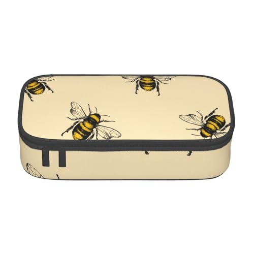 JRBWTDBW Federmäppchen mit großem Fassungsvermögen, Honigbiene, großes Fassungsvermögen, Federmäppchen für Studenten, Schreibwaren-Tasche, Schreibtisch-Organizer mit glattem Reißverschluss, tragbares von JRBWTDBW