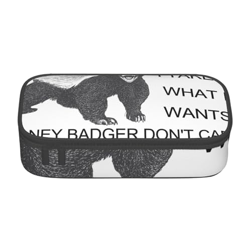 JRBWTDBW Federmäppchen mit großem Fassungsvermögen, Honigdachs, großes Fassungsvermögen, Federmäppchen für Studenten, Schreibwaren-Tasche, Federmäppchen mit glattem Reißverschluss, tragbares von JRBWTDBW