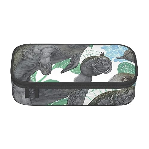 JRBWTDBW Federmäppchen mit großem Fassungsvermögen, Kaninchen, Seeküh, großes Fassungsvermögen, Federmäppchen für Studenten, Schreibwaren-Tasche, Schreibtisch-Organizer mit glattem Reißverschluss, von JRBWTDBW