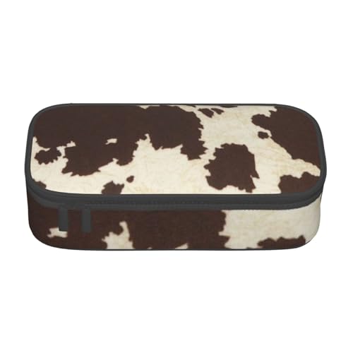 JRBWTDBW Federmäppchen mit großem Fassungsvermögen, Kuhfell-Druck, großes Fassungsvermögen, Federmäppchen für Studenten, Schreibwaren-Tasche, Schreibtisch-Organizer mit glattem Reißverschluss, von JRBWTDBW