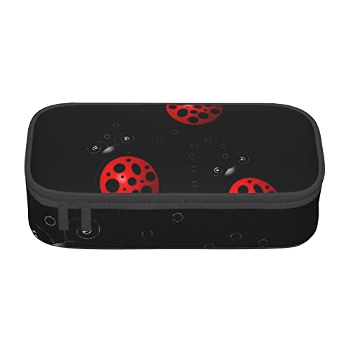 JRBWTDBW Federmäppchen mit großem Fassungsvermögen, Kunst-Marienkäfer-Spuren, großes Fassungsvermögen, Federmäppchen für Studenten, Schreibwaren-Tasche, Schreibtisch-Organizer mit glattem von JRBWTDBW