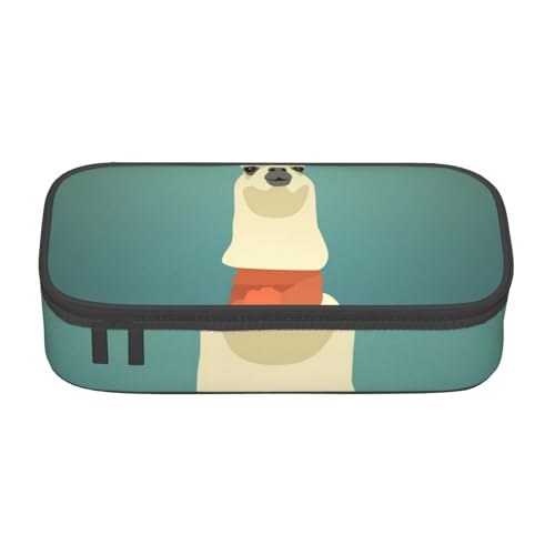 JRBWTDBW Federmäppchen mit großem Fassungsvermögen, Lama in einem Schal, großes Fassungsvermögen, Federmäppchen für Studenten, Schreibwaren-Tasche, Federmäppchen mit glattem Reißverschluss, tragbares von JRBWTDBW