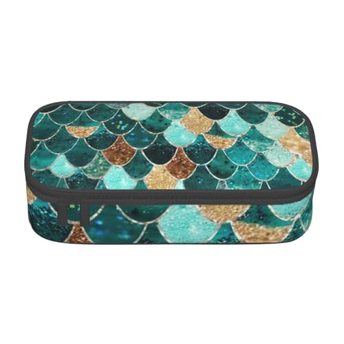 JRBWTDBW Federmäppchen mit großem Fassungsvermögen, Meerjungfrauen-Fischschuppen-Druck, großes Fassungsvermögen, Federmäppchen für Studenten, Schreibwaren-Tasche, Federmäppchen mit glattem von JRBWTDBW