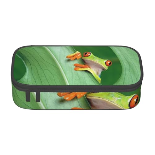 JRBWTDBW Federmäppchen mit großem Fassungsvermögen, Motiv: Baumfrosch, großes Fassungsvermögen, Federmäppchen für Studenten, Schreibwaren-Tasche, Federmäppchen mit glattem Reißverschluss, tragbares von JRBWTDBW