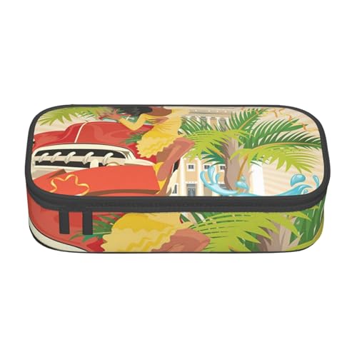 JRBWTDBW Federmäppchen mit großem Fassungsvermögen, Motiv: Insel Kuba, großes Fassungsvermögen, Federmäppchen für Studenten, Schreibwaren-Tasche, Schreibtisch-Organizer mit glattem Reißverschluss, von JRBWTDBW