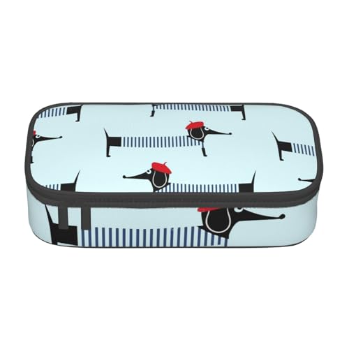 JRBWTDBW Federmäppchen mit großem Fassungsvermögen, Motiv: Pariser Dackel, großes Fassungsvermögen, Federmäppchen für Studenten, Schreibwaren-Tasche, Federmäppchen mit glattem Reißverschluss, von JRBWTDBW