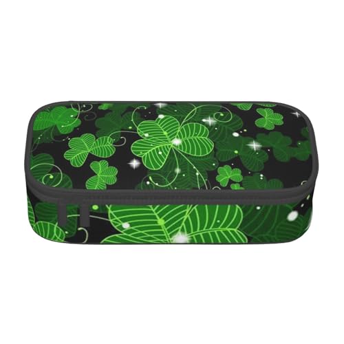 JRBWTDBW Federmäppchen mit großem Fassungsvermögen, Motiv: St. Patricks Day Blätter, großes Fassungsvermögen, Federmäppchen für Studenten, Schreibwaren-Tasche, Federmäppchen mit glattem von JRBWTDBW
