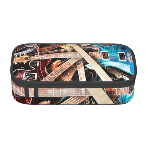 JRBWTDBW Federmäppchen mit großem Fassungsvermögen, Musikgitarre, großes Fassungsvermögen, Federmäppchen für Studenten, Schreibwaren-Tasche, Federmäppchen mit glattem Reißverschluss, tragbares von JRBWTDBW
