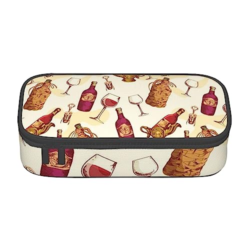 JRBWTDBW Federmäppchen mit großem Fassungsvermögen, Rotwein, großes Fassungsvermögen, Federmäppchen für Studenten, Schreibwaren-Tasche, Federmäppchen mit glattem Reißverschluss, tragbares von JRBWTDBW