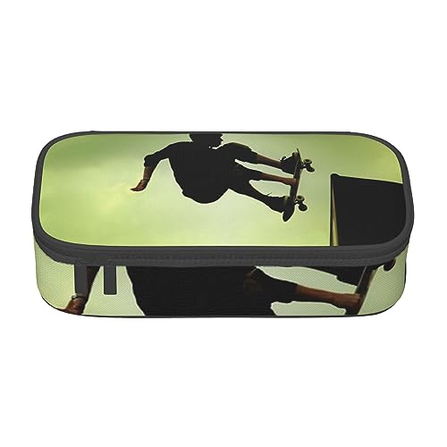 JRBWTDBW Federmäppchen mit großem Fassungsvermögen, Skateboard, großes Fassungsvermögen, Federmäppchen für Studenten, Schreibwaren-Tasche, Federmäppchen mit glattem Reißverschluss, tragbares von JRBWTDBW