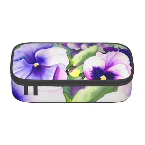 JRBWTDBW Federmäppchen mit großem Fassungsvermögen, Stiefmütterchen, Perfektion, großes Fassungsvermögen, Federmäppchen für Studenten, Schreibwaren-Tasche, Schreibtisch-Organizer mit glattem von JRBWTDBW