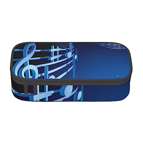 JRBWTDBW Federmäppchen mit großem Fassungsvermögen, blaue Musik, großes Fassungsvermögen, Federmäppchen für Studenten, Schreibwaren-Tasche, Schreibtisch-Organizer mit glattem Reißverschluss, tragbares von JRBWTDBW