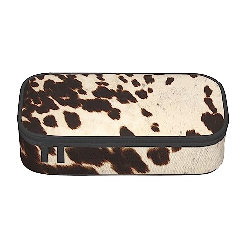 JRBWTDBW Federmäppchen mit großem Fassungsvermögen, braunes Rindsleder, großes Fassungsvermögen, Federmäppchen für Studenten, Schreibwaren-Tasche, Schreibtisch-Organizer mit glattem Reißverschluss, von JRBWTDBW