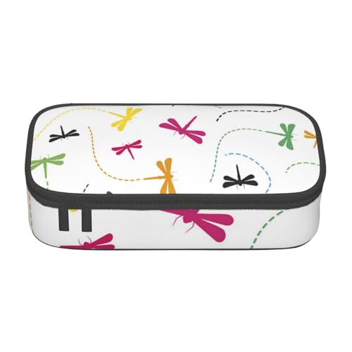 JRBWTDBW Federmäppchen mit großem Fassungsvermögen, bunte Libellen, großes Fassungsvermögen, Federmäppchen für Studenten, Schreibwaren-Tasche, Federmäppchen mit glattem Reißverschluss, tragbares von JRBWTDBW