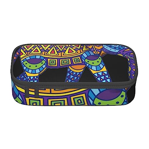 JRBWTDBW Federmäppchen mit großem Fassungsvermögen, buntes Elefant, großes Fassungsvermögen, Federmäppchen für Studenten, Schreibwaren-Tasche, Schreibtisch-Organizer mit glattem Reißverschluss, von JRBWTDBW