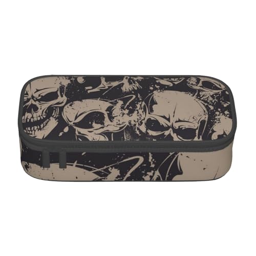 JRBWTDBW Federmäppchen mit großem Fassungsvermögen, coole Totenkopf-Grafiken, großes Fassungsvermögen, Federmäppchen für Studenten, Schreibwaren-Tasche, Federmäppchen mit glattem Reißverschluss, von JRBWTDBW