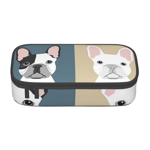 JRBWTDBW Federmäppchen mit großem Fassungsvermögen, französische Bulldogge, großes Fassungsvermögen, Federmäppchen für Studenten, Schreibwaren-Tasche, Federmäppchen mit glattem Reißverschluss, von JRBWTDBW