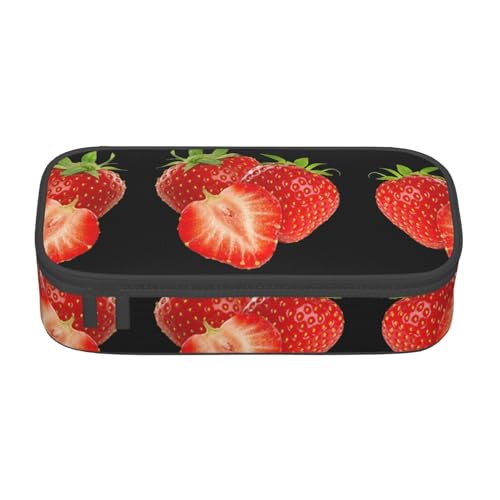 JRBWTDBW Federmäppchen mit großem Fassungsvermögen, frische Erdbeere, großes Fassungsvermögen, Federmäppchen für Studenten, Schreibwaren-Tasche, Schreibtisch-Organizer mit glattem Reißverschluss, von JRBWTDBW
