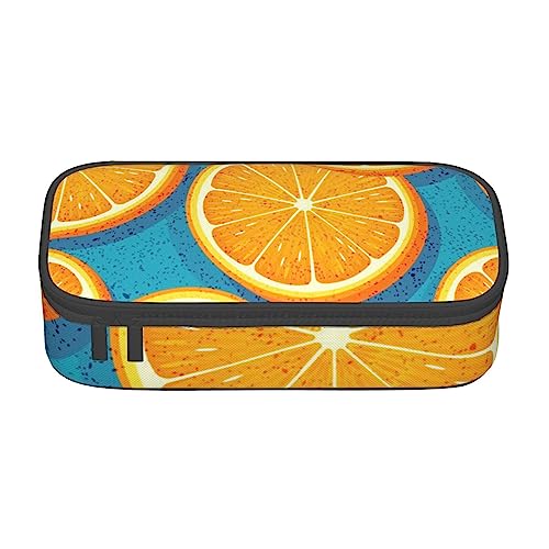 JRBWTDBW Federmäppchen mit großem Fassungsvermögen, frisches orangefarbenes Obst, großes Fassungsvermögen, Federmäppchen für Studenten, Schreibwaren-Tasche, Schreibtisch-Organizer mit glattem von JRBWTDBW