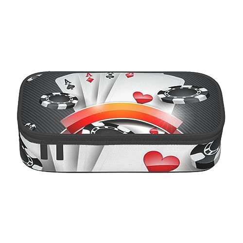 JRBWTDBW Federmäppchen mit großem Fassungsvermögen, für Poker, Turnier, große Kapazität, Federmäppchen für Studenten, Schreibwaren-Tasche, Schreibtisch-Organizer mit glattem Reißverschluss, tragbares von JRBWTDBW