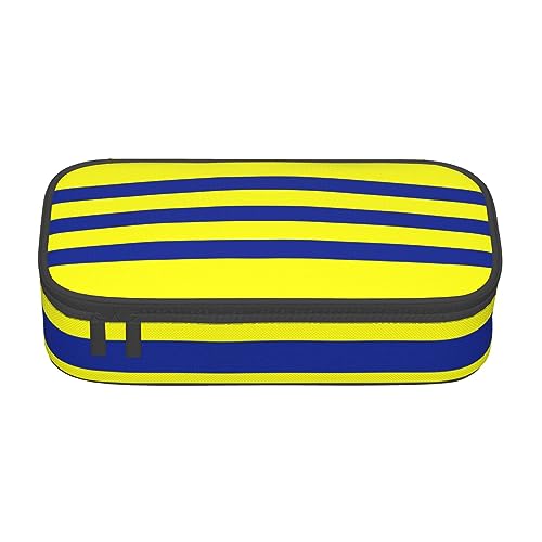 JRBWTDBW Federmäppchen mit großem Fassungsvermögen, gelbe und blaue Streifen, großes Fassungsvermögen, Federmäppchen für Studenten, Schreibwaren-Tasche, Federmäppchen mit glattem Reißverschluss, von JRBWTDBW