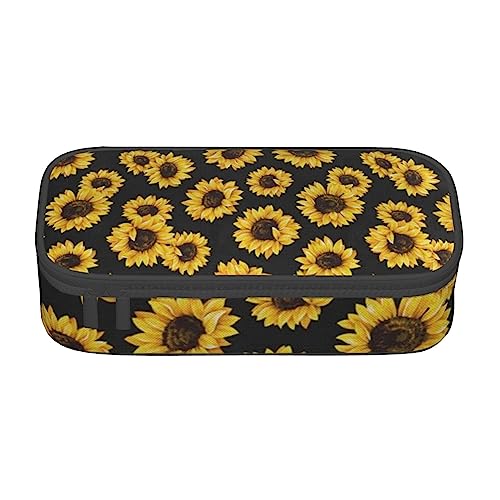 JRBWTDBW Federmäppchen mit großem Fassungsvermögen, goldene Sonnenblumen, großes Fassungsvermögen, Federmäppchen für Studenten, Schreibwaren-Tasche, Schreibtisch-Organizer mit glattem Reißverschluss, von JRBWTDBW