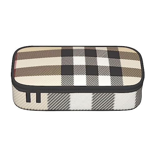 JRBWTDBW Federmäppchen mit großem Fassungsvermögen, graues Karomuster, großes Fassungsvermögen, Federmäppchen für Studenten, Schreibwaren-Tasche, Schreibtisch-Organizer mit glattem Reißverschluss, von JRBWTDBW