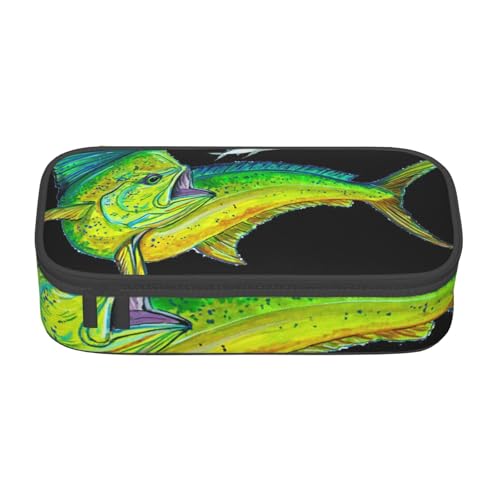 JRBWTDBW Federmäppchen mit großem Fassungsvermögen, grüner Fisch, großes Fassungsvermögen, Federmäppchen für Studenten, Schreibwaren-Tasche, Schreibtisch-Organizer mit glattem Reißverschluss, von JRBWTDBW