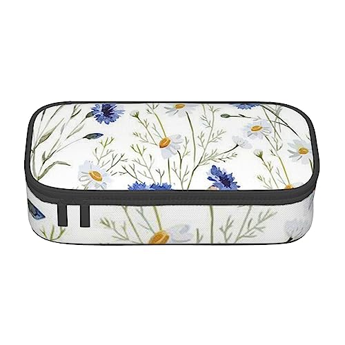 JRBWTDBW Federmäppchen mit großem Fassungsvermögen, handgezeichnete Blume, großes Fassungsvermögen, Federmäppchen für Studenten, Schreibwaren-Tasche, Federmäppchen mit glattem Reißverschluss, von JRBWTDBW