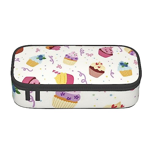 JRBWTDBW Federmäppchen mit großem Fassungsvermögen, köstliche Cupcakes, großes Fassungsvermögen, Federmäppchen für Studenten, Schreibwaren-Tasche, Schreibtisch-Organizer mit glattem Reißverschluss, von JRBWTDBW