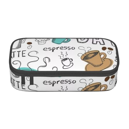 JRBWTDBW Federmäppchen mit großem Fassungsvermögen, köstlicher Kaffee, großes Fassungsvermögen, Federmäppchen für Studenten, Schreibwaren-Tasche, Schreibtisch-Organizer mit glattem Reißverschluss, von JRBWTDBW