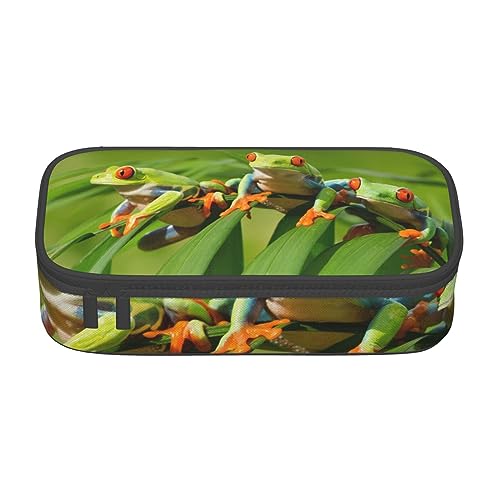JRBWTDBW Federmäppchen mit großem Fassungsvermögen, lustige Frösche, großes Fassungsvermögen, Federmäppchen für Studenten, Schreibwaren-Tasche, Schreibtisch-Organizer mit glattem Reißverschluss, von JRBWTDBW