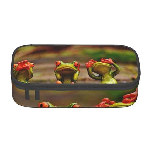 JRBWTDBW Federmäppchen mit großem Fassungsvermögen, lustige grüne Frösche, großes Fassungsvermögen, Federmäppchen für Studenten, Schreibwaren-Tasche, Federmäppchen mit glattem Reißverschluss, von JRBWTDBW